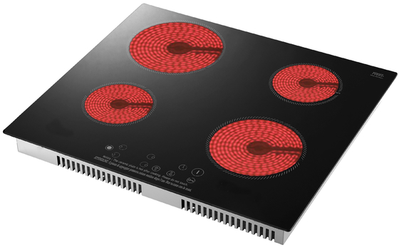 Controle cerâmico cerâmico preto de aquecimento do toque do fogão de Cooktop do cristal da zona 4/quatro queimadores