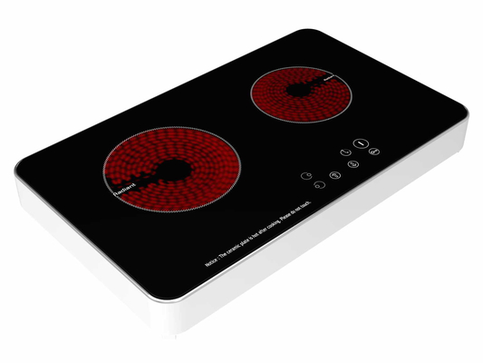 Zona cerâmica de vidro 1200W e 1800W do queimador de Cooktop dois da parte inferior magro do alojamento do metal